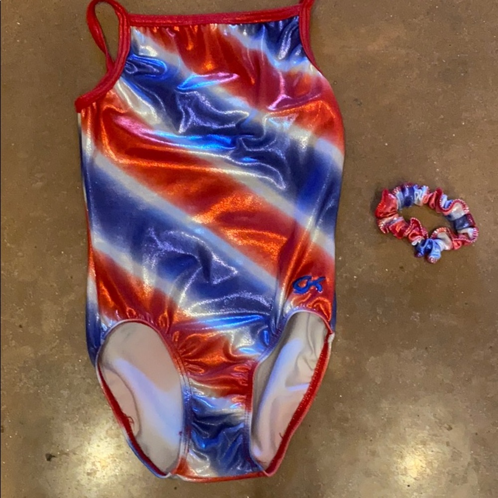 GKSport gymnastics leotard with matching scrunchie
